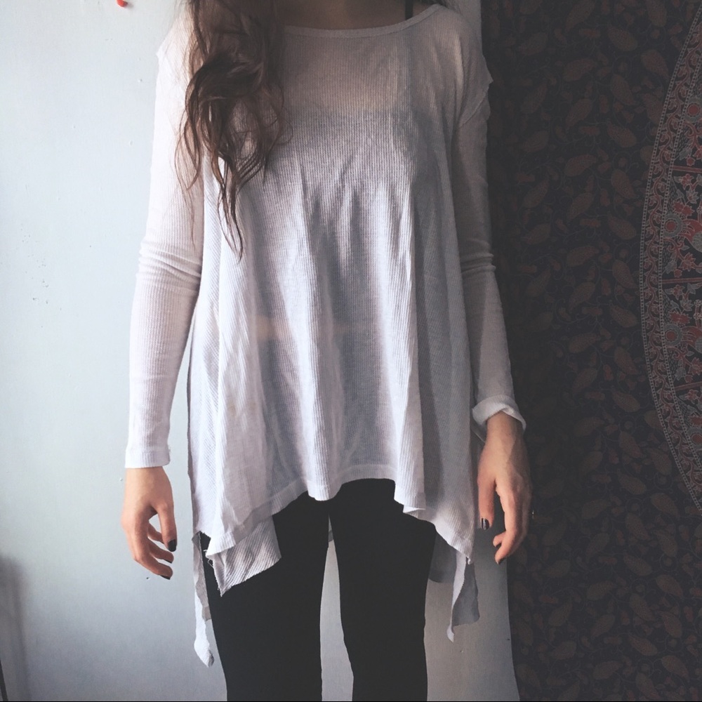 ✨ Free People White Long Sleeve Top